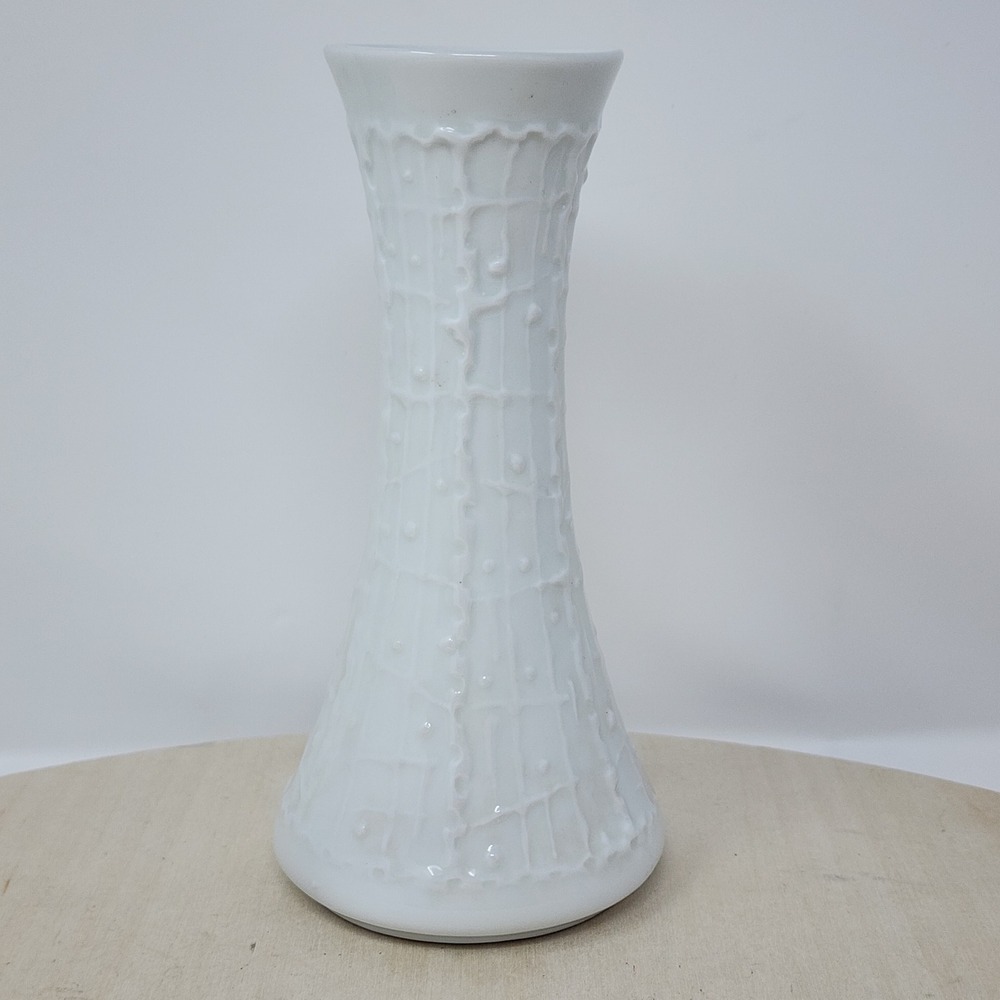 Royal Porzellan KPM Vase 7" Porcelain White Textured MCM West Germany 678/1 - Picture 9 of 13